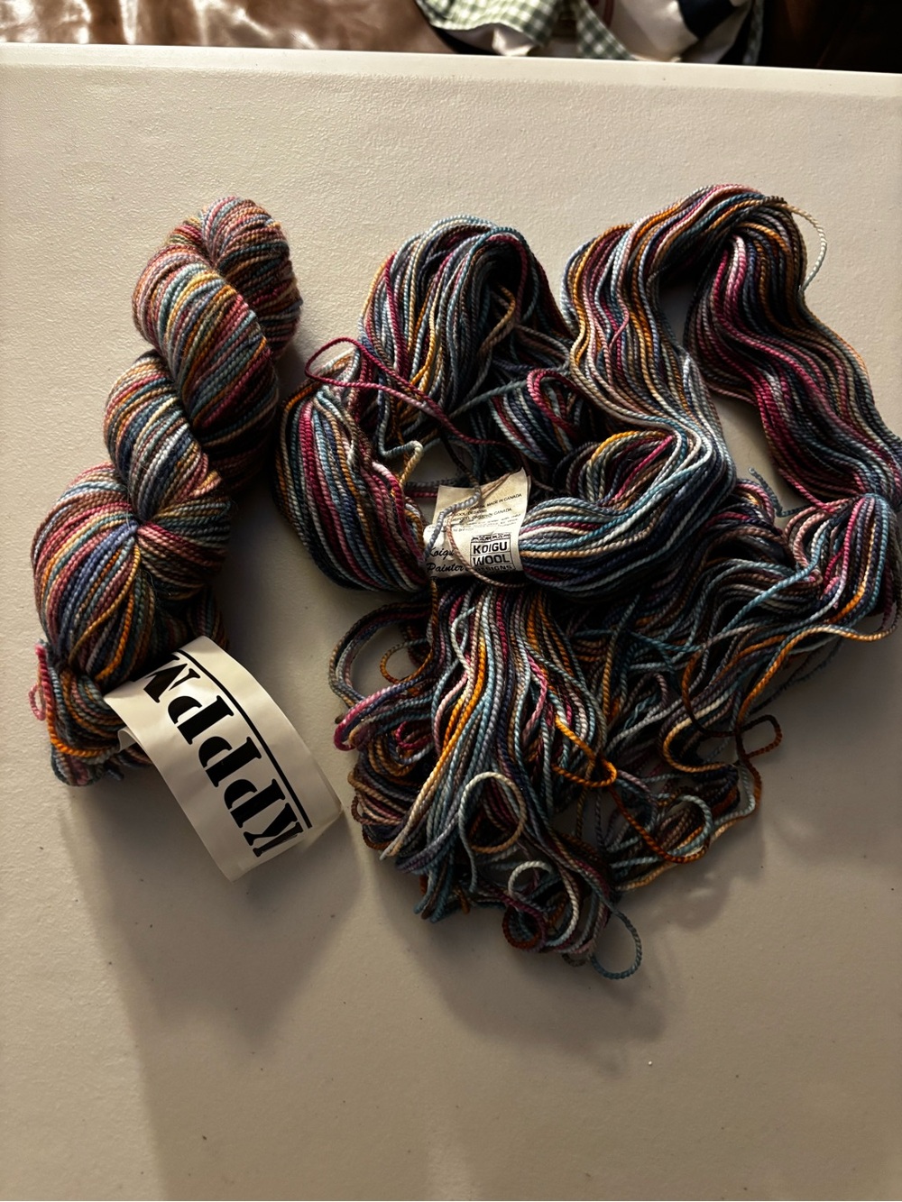 Koigu Painter's Pale Hand-painted Premium Merino Wool lot of 2 different shades.